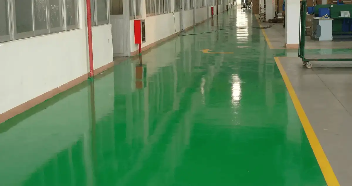 A factory floor professionally covered and marked with epoxy flooring in Tulsa, OK