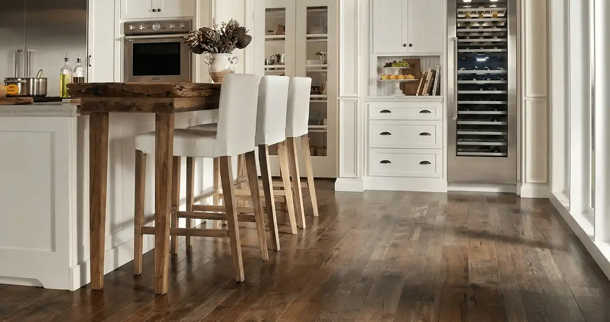Professionally installed and refinished hardwood flooring in a residential home, showcasing smooth finish and natural wood tones in Tulsa, OK