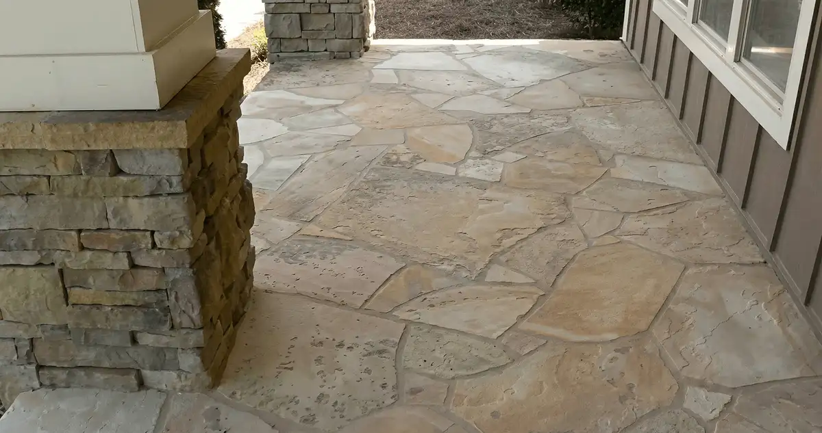 House entrance with professionally installed stone flooring in Tulsa OK