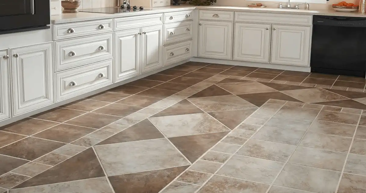 Kitchen with white cabinets and a professionally installed tile floor in Tulsa, OK